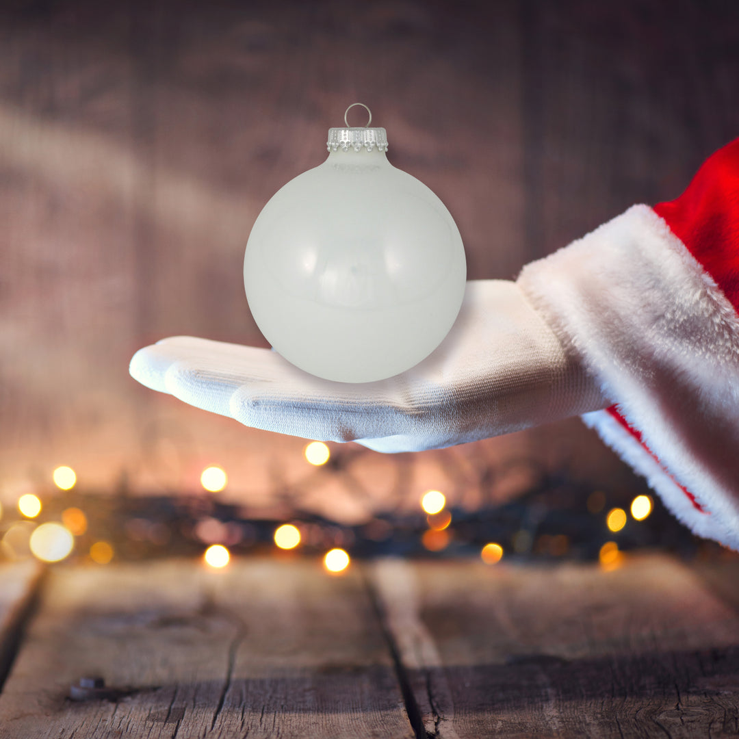 3 1/4" (80mm) Glass Ball Ornament, Porcelain White, 4/Box, 12/Case, 48 Pieces