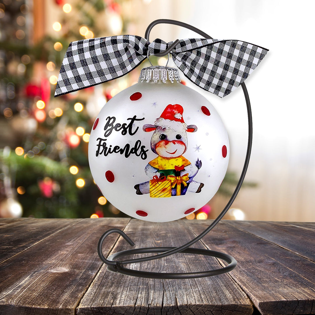 3 1/4" (80mm) Personalizable Hugs Specialty Gift Ornaments, Best Friends/Donkey, Silver Pearl, 1/Box, 12/Case, 12 Pieces