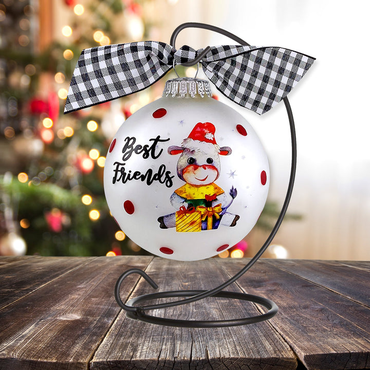 3 1/4" (80mm) Personalizable Hugs Specialty Gift Ornaments, Best Friends/Donkey, Silver Pearl, 1/Box, 12/Case, 12 Pieces