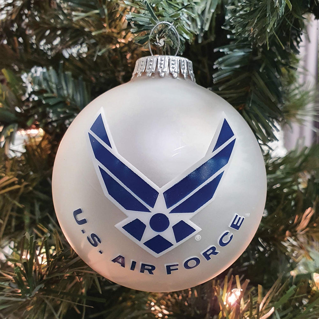 3 1/4" (80mm) Ball Ornaments, US Air Force, Silver Pearl, 1/Box, 12/Case, 12 Pieces