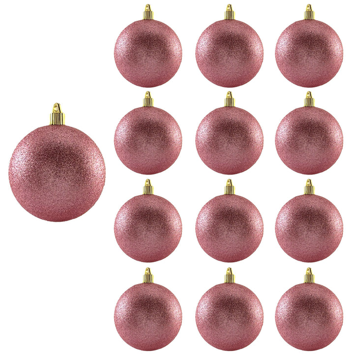 6" (150mm) Large Commercial Shatterproof Ball Ornaments, Perfect Pink Glitter, 1/Box, 12/Case, 12 Pieces