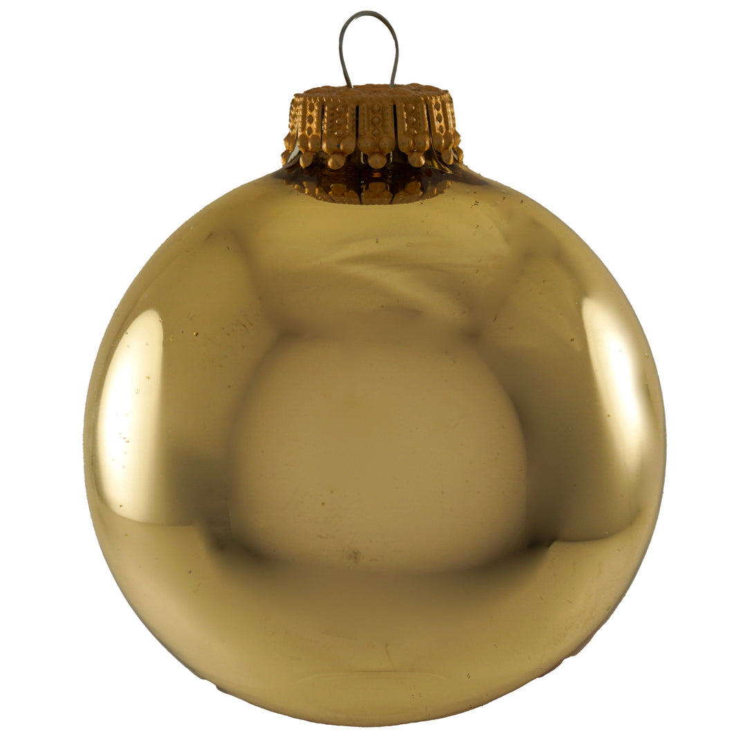 2 5/8" (67mm) Gold Glass Ball Variety Set Decorated with Lace and Gold Sparkles, 12/Box, 12/Case, 144 Pieces