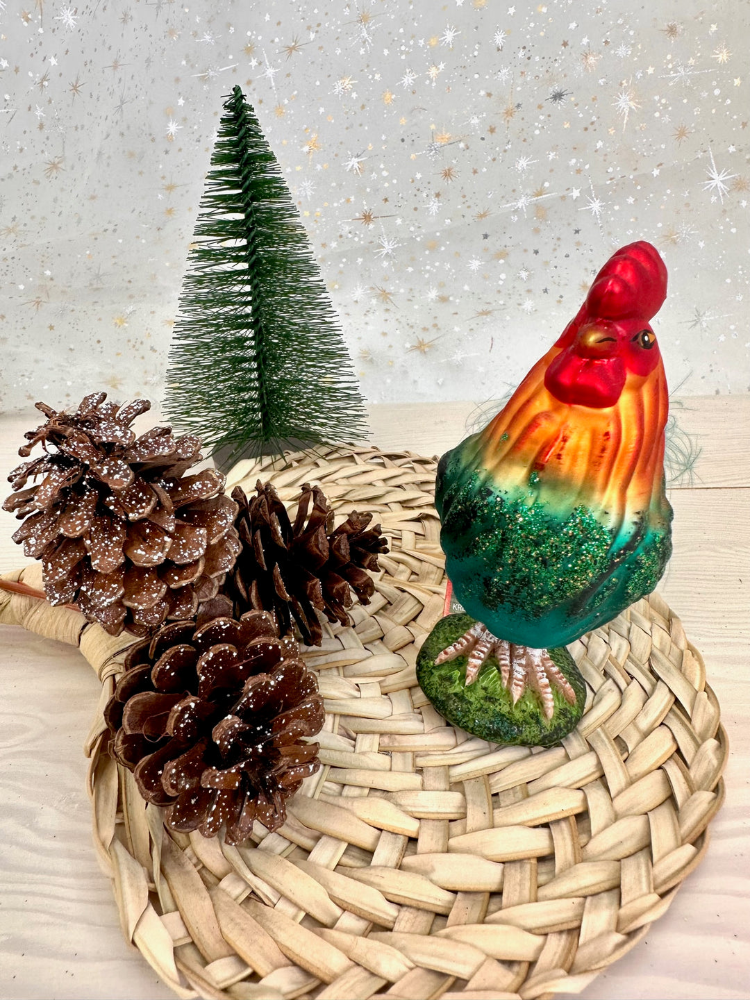 3 1/2" (90mm) Rooster Figurine Ornaments, 1/Box, 6/Case, 6 Pieces