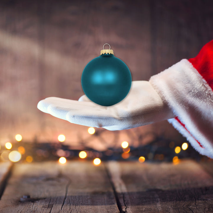 2 5/8" (67mm) Ball Ornaments, 8/Box, 12/Case, 96 Pieces (Turquoise Bliss Velvet)