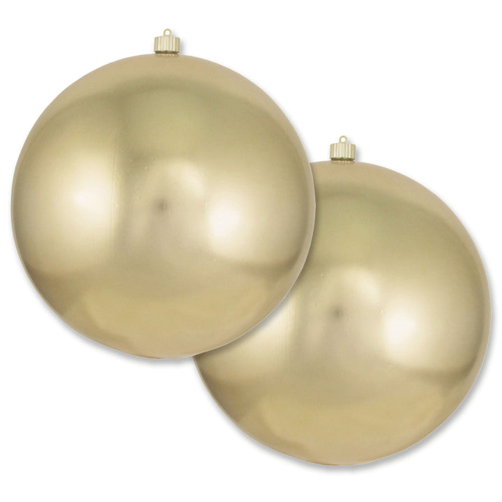 12" (300mm) Giant Commercial Shatterproof Ball Ornament, Gilded Gold, Case, 2 Pieces
