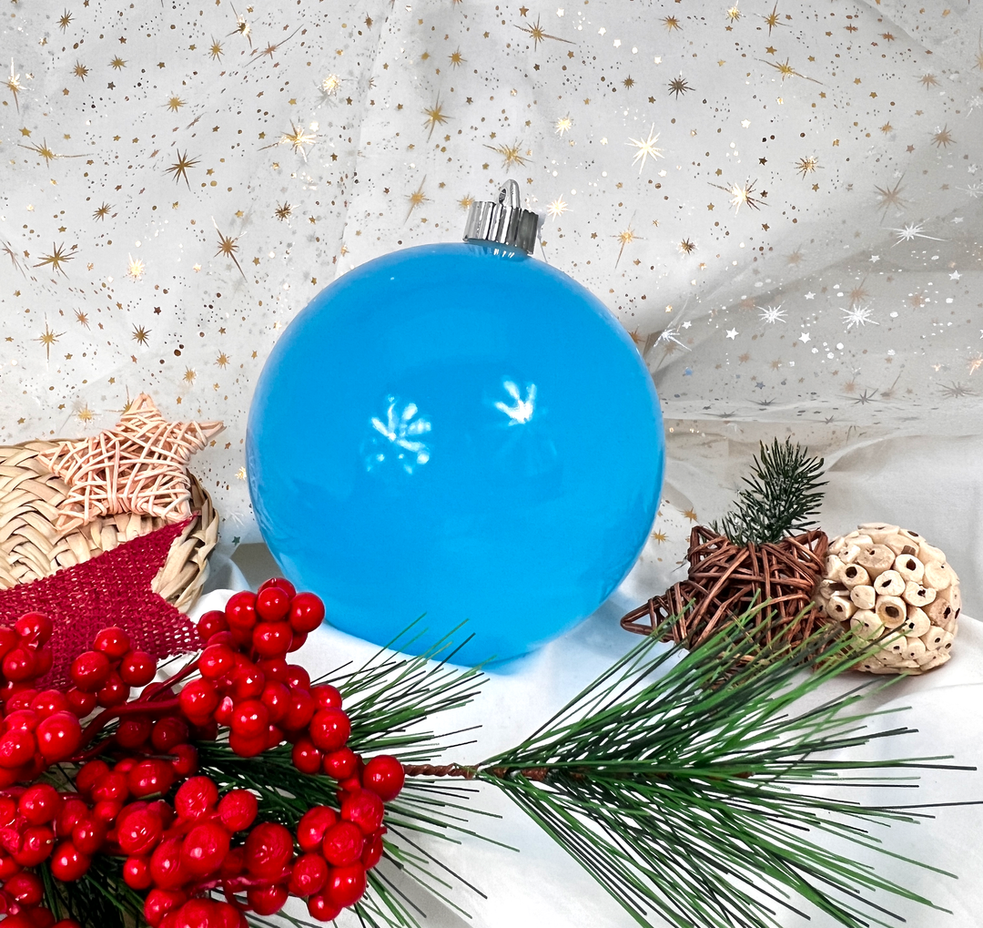 6" (150mm) Large Commercial Shatterproof Ball Ornaments, Pool Blue, 1/Box, 12/Case, 12 Pieces