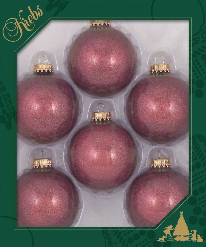 2 5/8" (67mm) Glass Ball Ornaments, Cranberry Merlot Sparkle, 6/Box, 12/Case, 72 Pieces