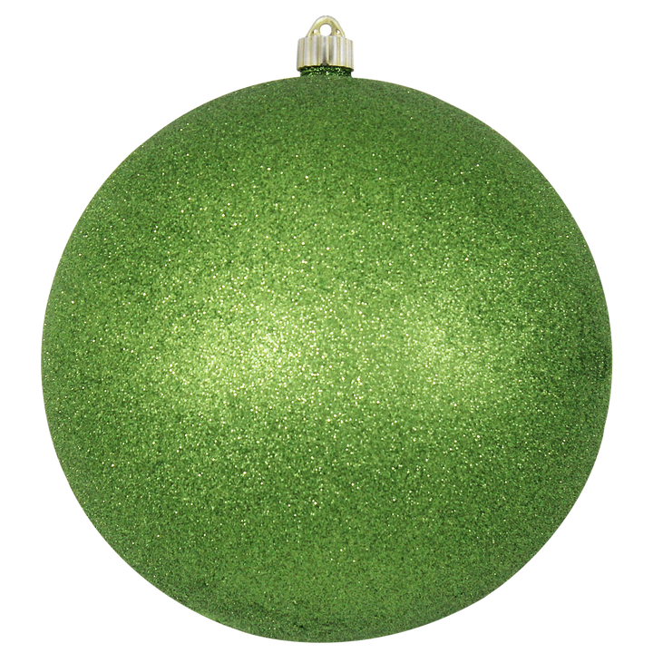 10" (250mm) Giant Commercial Shatterproof Ball Ornament, Lime Glitter, Case, 4 Pieces