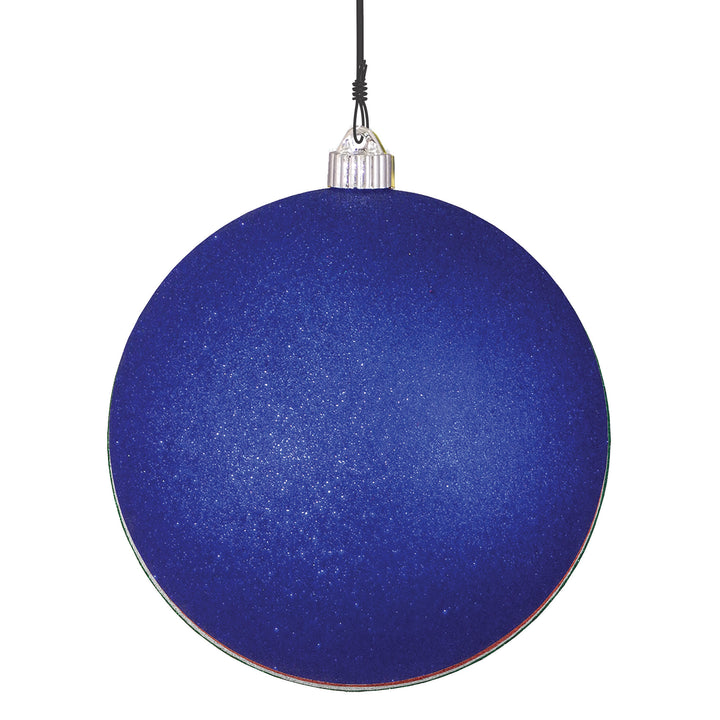 8" (200mm) Giant Commercial Pre-Wired Shatterproof Ball Ornament, Dark Blue Glitter, Case, 6 Pieces