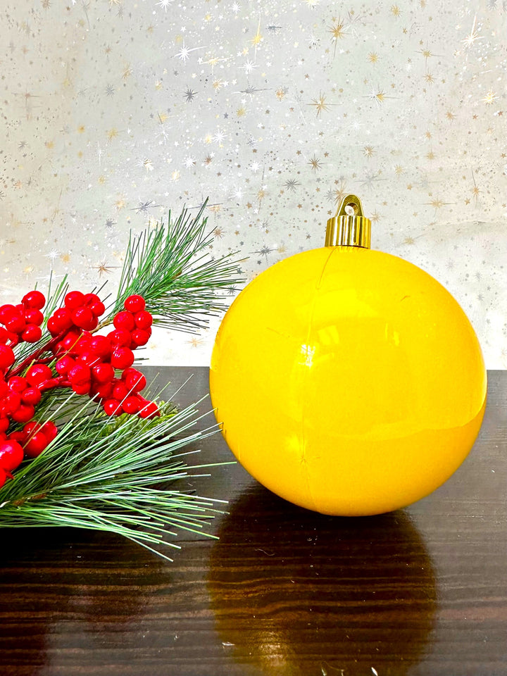 3 1/4" (80mm) Glass Ball Ornament, Full Sun Yellow, 4/Box, 12/Case, 48 Pieces