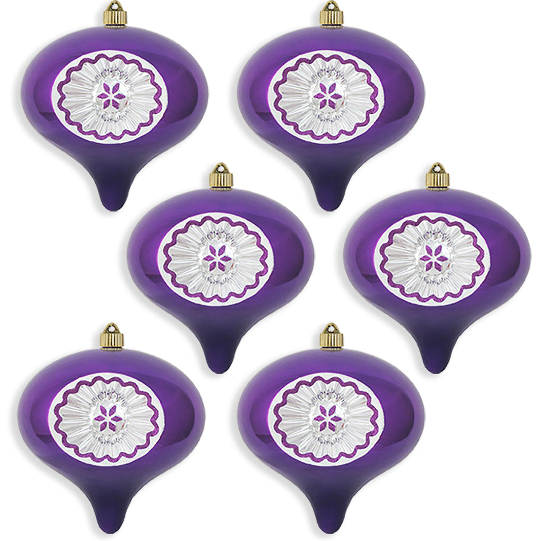 8" (200mm) Large Commercial Shatterproof Reflector Onion Ornaments, Vivacious Purple, Case, 6 Pieces