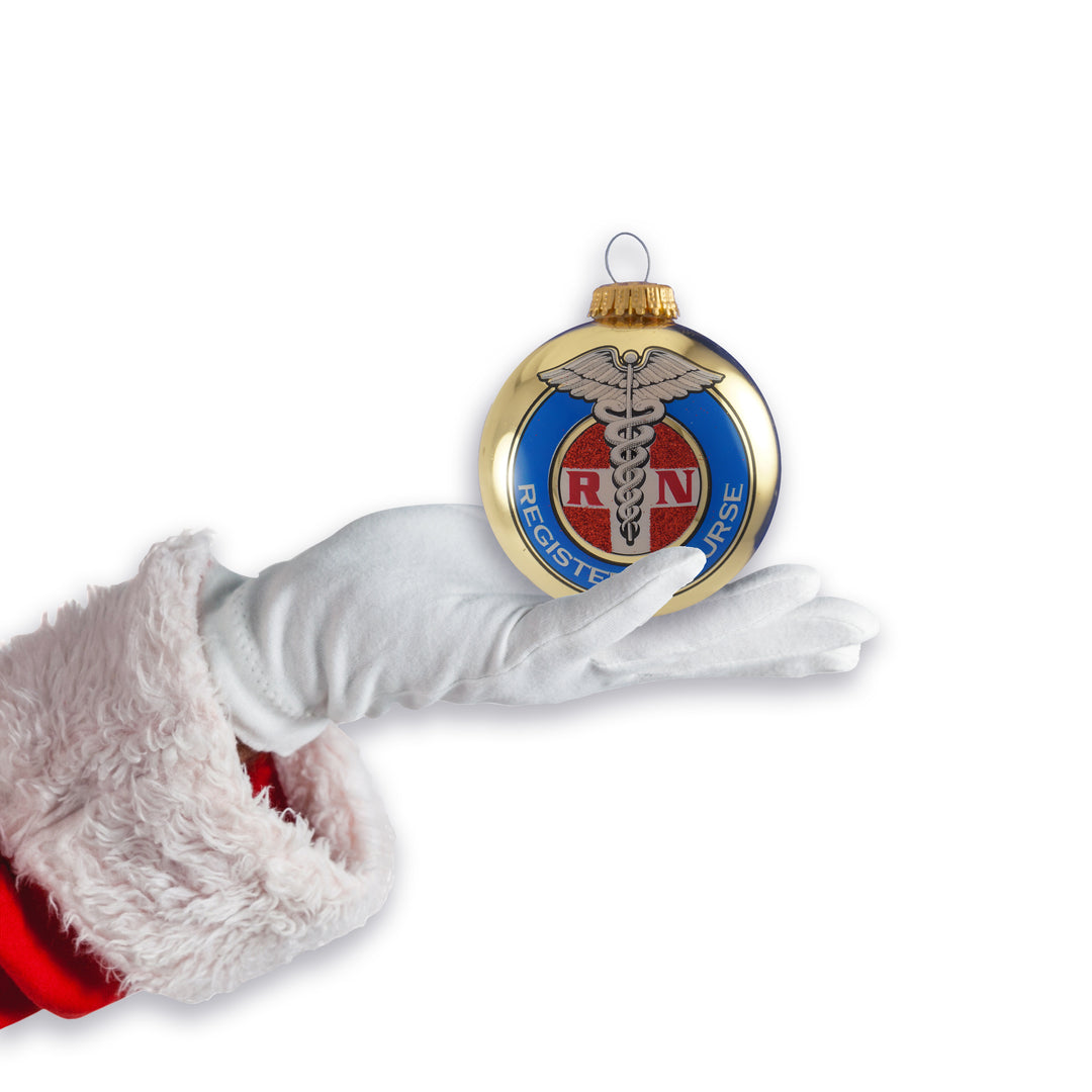 3 1/4" (80mm) Aztec Gold Glass Ball with First Responders Nurses Icon. 1/Box, 12/Case