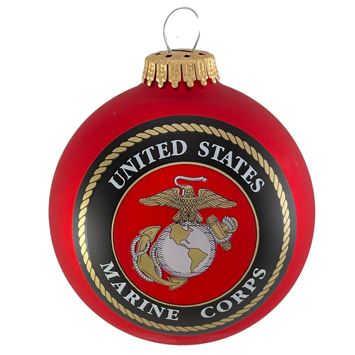 3 1/4" (80mm) Ball Ornaments, US Marine Corps Logo and Established Date , Flame Red, 1/Box, 12/Case, 12 Pieces