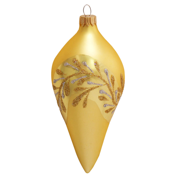 3 1/2" (89mm) 4" (100mm) Glass Onion and Drops Ornaments Assortment, Gold Velvet, 4/Box, 12/Case, 48 Pieces