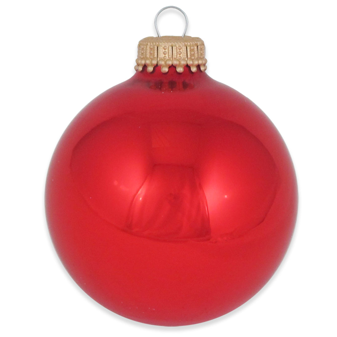 2 5/8" (67mm) Ball Ornaments, Gold Caps, Candy Apple Red, 8/Box, 12/Case, 96 Pieces