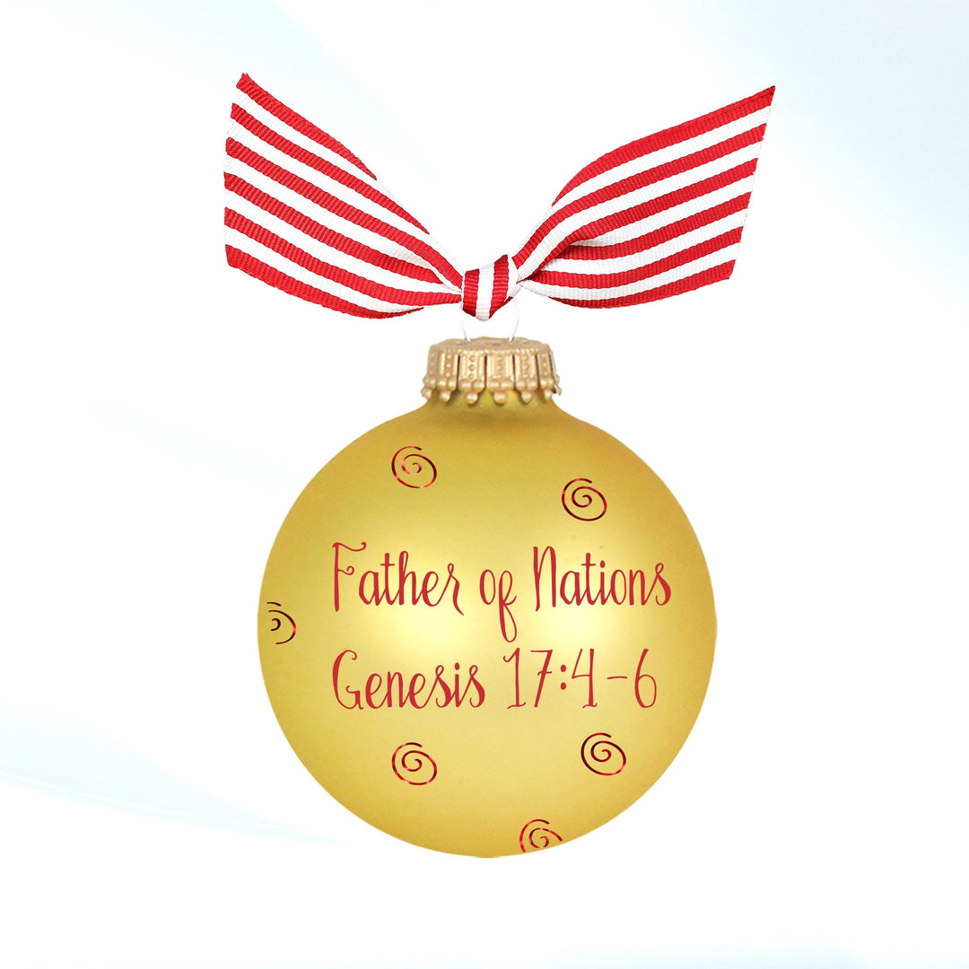 3 1/4" (80mm) Personalizable Hugs Specialty Gift Ornaments, Aztec Gold Glass Ball with Bible Hero/ Abraham