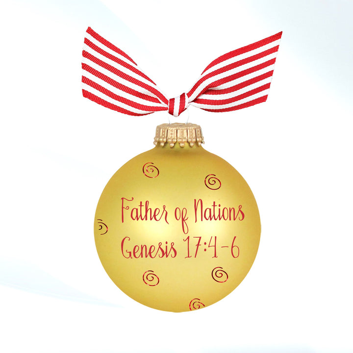 3 1/4" (80mm) Personalizable Hugs Specialty Gift Ornaments, Aztec Gold Glass Ball with Bible Hero/ Abraham