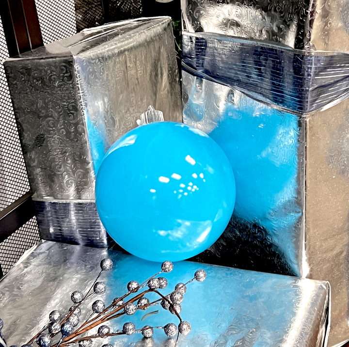 6" (150mm) Large Commercial Shatterproof Ball Ornaments, Pool Blue, 1/Box, 12/Case, 12 Pieces