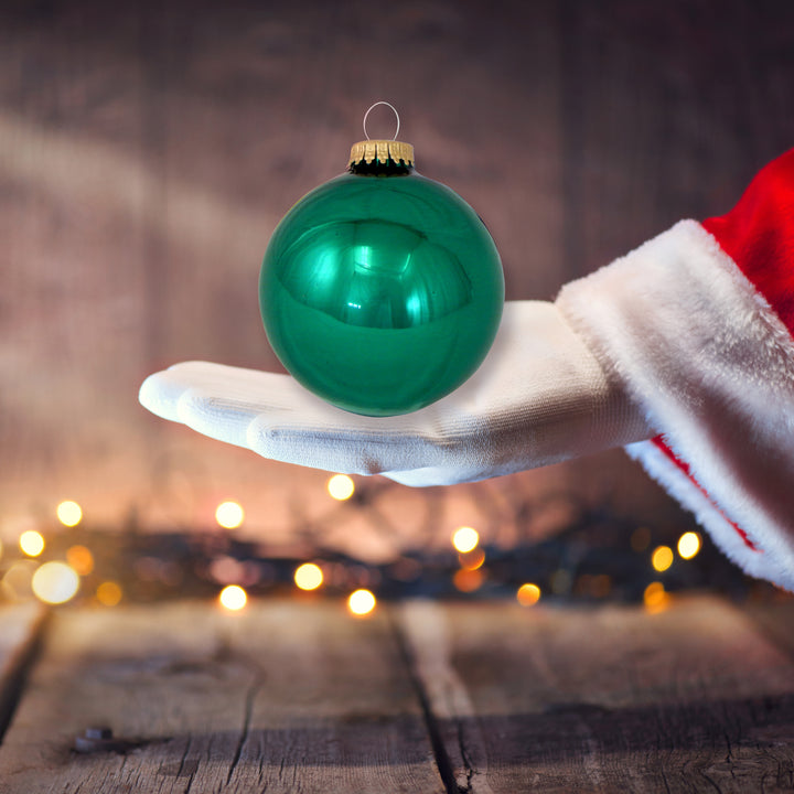 3 1/4" (80mm) Glass Ball Ornament, Emerald Green, 4/Box, 12/Case, 48 Pieces