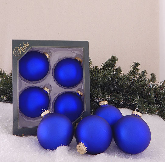 3 1/4" (80mm) Glass Ball Ornament, Royal, 4/Box, 12/Case, 48 Pieces