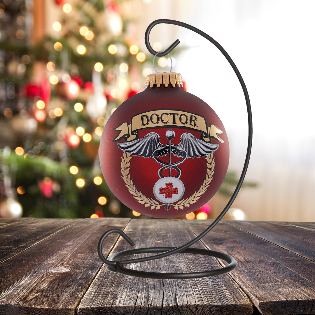 3 1/4" (80mm) Port Velvet Glass Ball with First Responders Doctor Icon. 1/Box, 12/Case