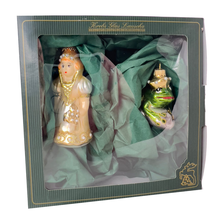 2.5" and 4.6" The Frog Prince & Princess, Gold/ Green Figurine Ornaments, 2/Box, 8/Case, 16 Pieces