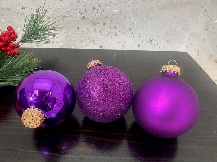2 5/8" (67mm) Ball Ornaments, Purple Romance Variety Set, 12/Box, 12/Case, 144 Pieces