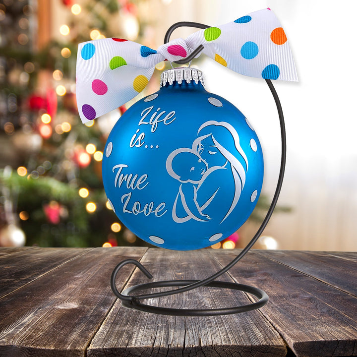 3 1/4" (80mm) Personalizable Hugs Specialty Gift Ornaments, Life is True Love, Turquoise Bliss Velvet, 1/Box, 12/Case, 12 Pieces