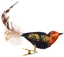 3 1/2" (146mm) Shaded Clip-On Birds Figurine Ornaments, 3/Box, 12/Case, 36 Pieces
