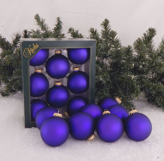 2 5/8" (67mm) Ball Ornaments, Gold Caps, Prism Violet Velvet, 8/Box, 12/Case, 96 Pieces