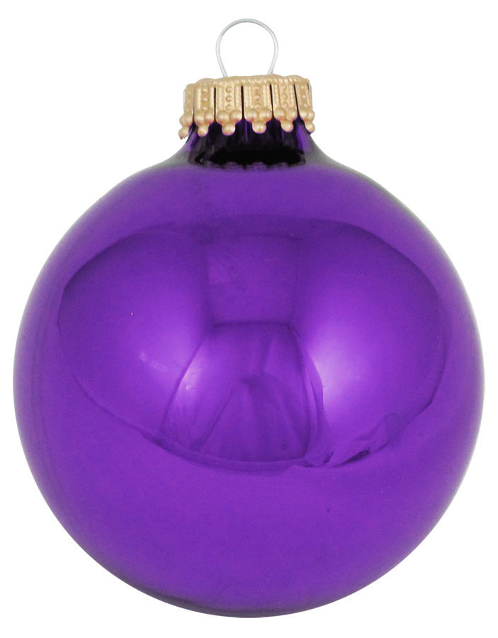 2" (50mm) Ball Ornaments, Gold Caps, Royal Lilac, 12/Box, 12/Case, 144 Pieces