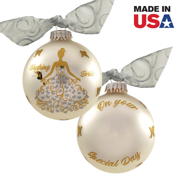 3 1/4" (80mm) Personalizable Hugs Specialty Gift Ornaments, Blushing Bride, Silver Pearl, 1/Box, 12/Case, 12 Pieces