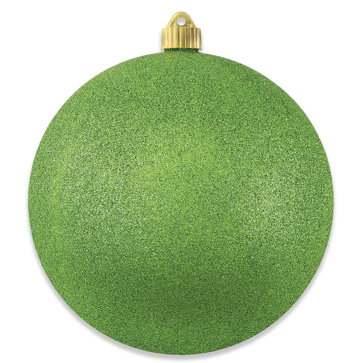 8" (200mm) Giant Commercial Shatterproof Ball Ornament, Lime Glitter, Case, 6 Pieces