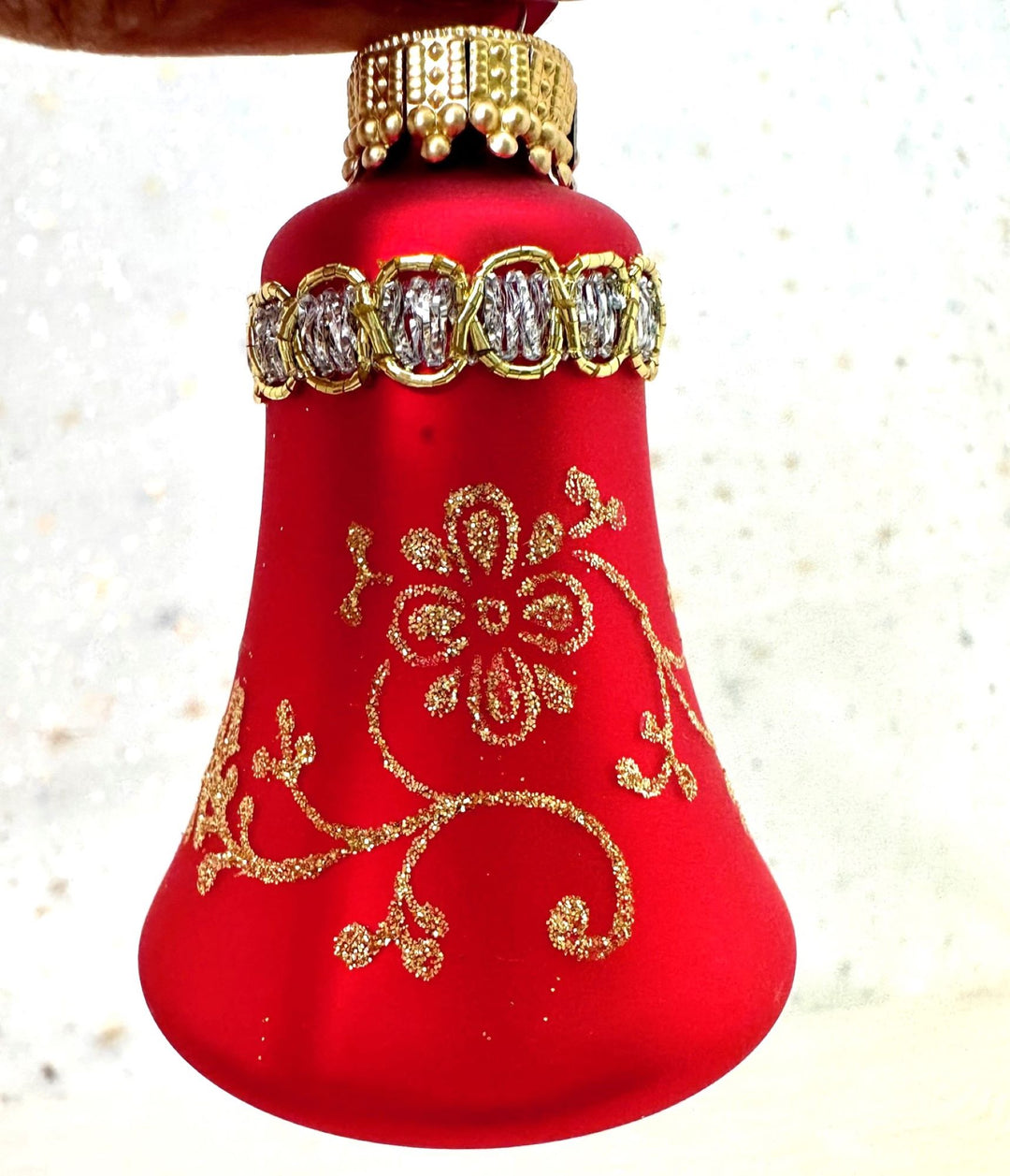 3" (76mm) Flame Red / Gold Velvet / Navy Velvet / Green Velvet Glass Bell Ornaments, Multicolor, 4/Box, 12/Case, 48 Pieces