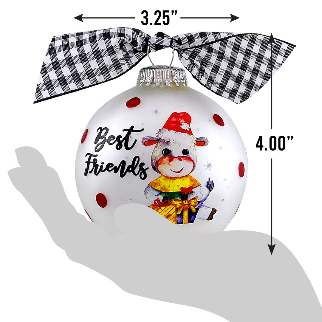 3 1/4" (80mm) Personalizable Hugs Specialty Gift Ornaments, Best Friends/Donkey, Silver Pearl, 1/Box, 12/Case, 12 Pieces
