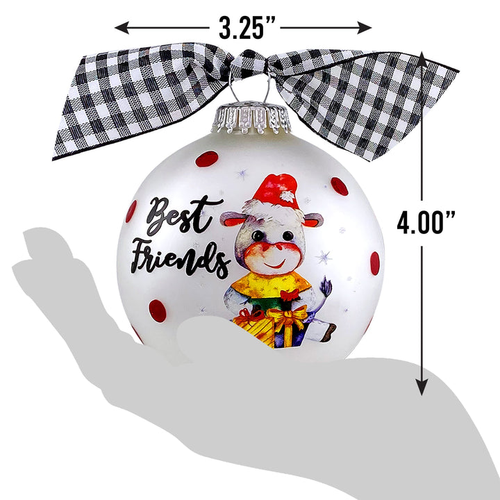 3 1/4" (80mm) Personalizable Hugs Specialty Gift Ornaments, Best Friends/Donkey, Silver Pearl, 1/Box, 12/Case, 12 Pieces