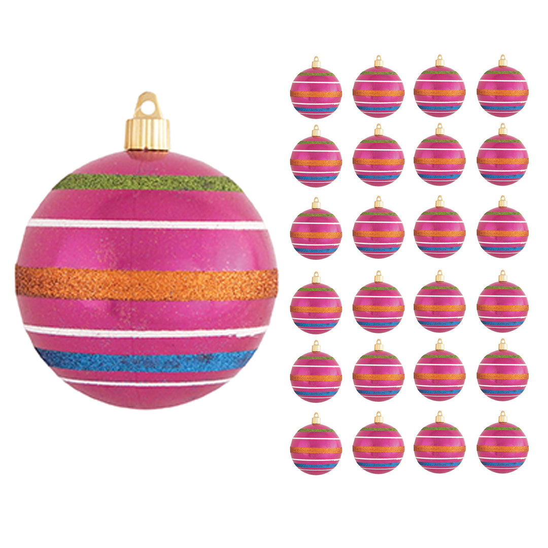 4" (100mm) Large Commercial Shatterproof Ball Ornament, Tutti Frutti, Case, 24 Pieces