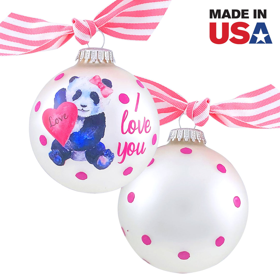 3 1/4" (80mm) Personalizable Hugs Specialty Gift Ornaments, Panda & I Love You, Silver Pearl, 1/Box, 12/Case, 12 Pieces