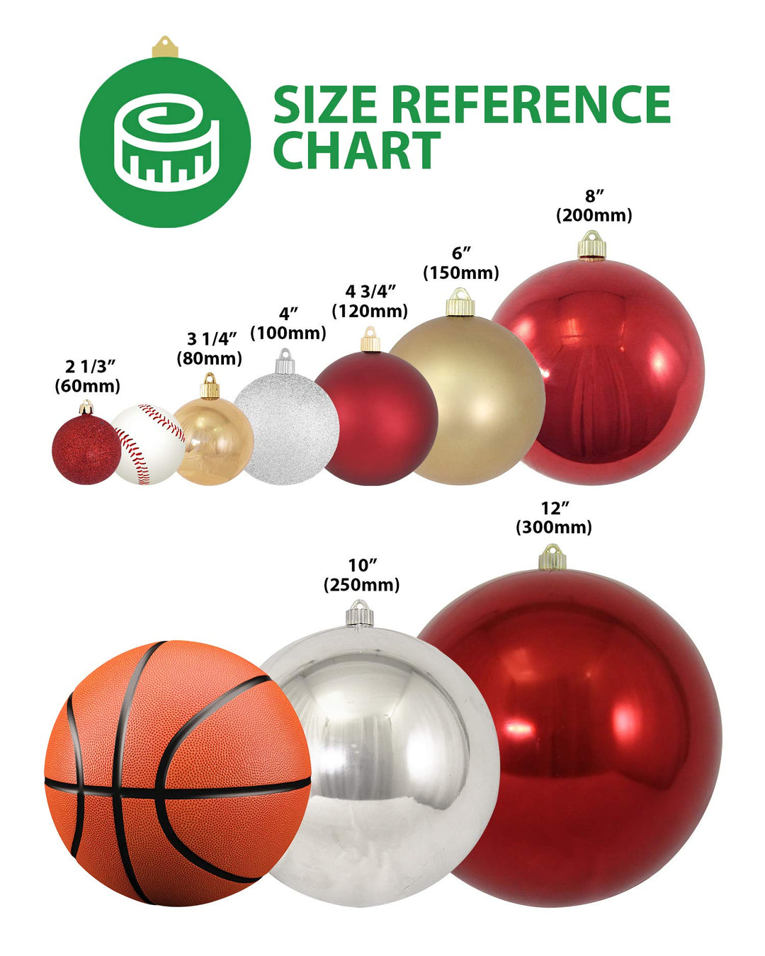 2 1/3" (60mm) Shatterproof Christmas Ball Ornaments, Green Multi, Case, 16 Count x 12 Tubs, 192 Pieces