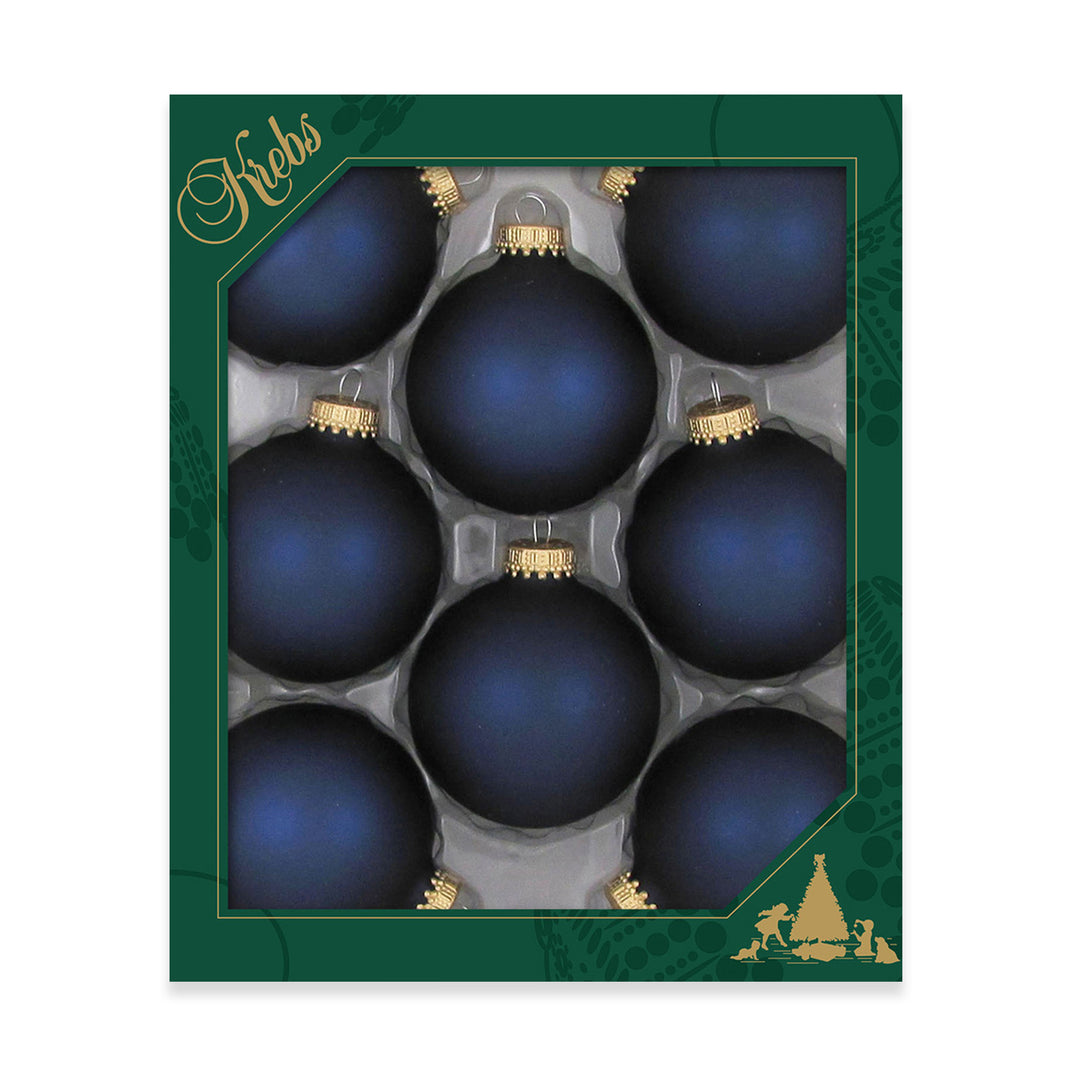 2 5/8" (67mm) Ball Ornaments, Gold Caps, Midnight Haze, 8/Box, 12/Case, 96 Pieces