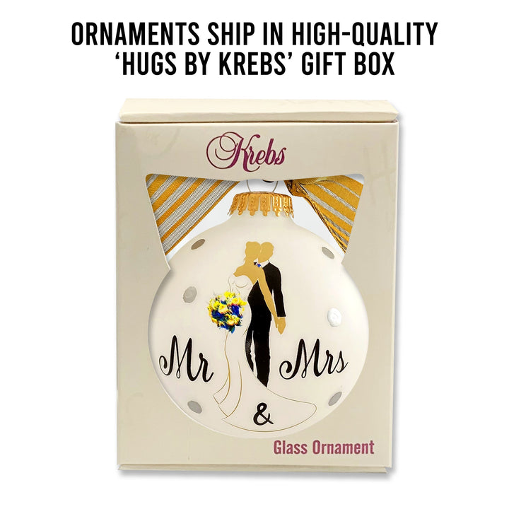 3 1/4" (80mm) Personalizable Hugs Specialty Gift Ornaments, Mr. & Mrs. Wedding Couple Design, Frost White, 1/Box, 12/Case, 12 Pieces