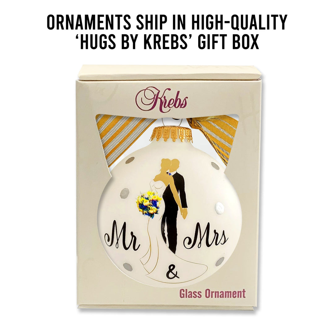 3 1/4" (80mm) Personalizable Hugs Specialty Gift Ornaments, Mr. & Mrs. Wedding Couple Design, Frost White, 1/Box, 12/Case, 12 Pieces