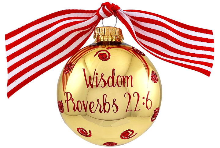 3 1/4" (80mm) Personalizable Hugs Specialty Gift Ornaments, Aztec Gold Glass Ball with Bible Hero/ Solomon