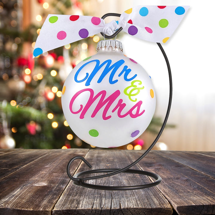 3 1/4" (80mm) Personalizable Hugs Specialty Gift Ornaments, Mr. & Mrs. Design, Silver Pearl, 1/Box, 12/Case, 12 Pieces