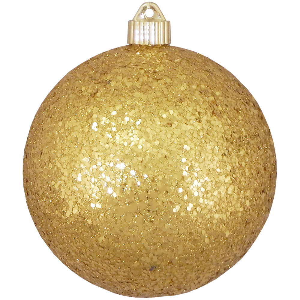 6" (150mm) Large Commercial Shatterproof Ball Ornaments, Gold Glitz, 1/Box, 12/Case, 12 Pieces