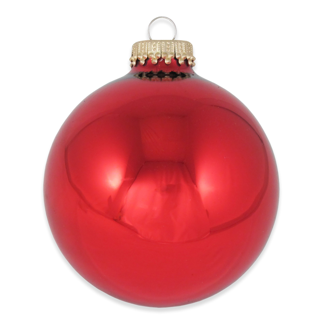 2 5/8" (67mm) Red and Gold Glass Ball Variety Set Decorated with Nativity Scene, 12/Box, 12/Case, 144 Pieces