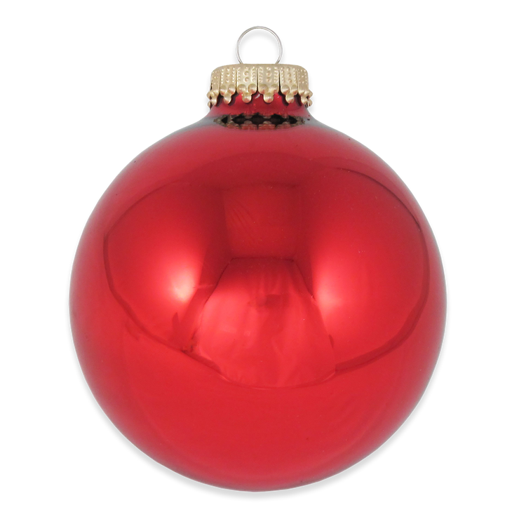 2 5/8" (67mm) Red and Gold Glass Ball Variety Set Decorated with Nativity Scene, 12/Box, 12/Case, 144 Pieces