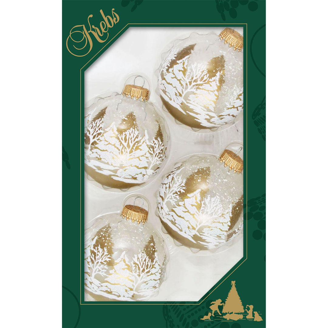 2 5/8" (67mm) Ball Ornaments, Moose and Festive Trees, Multi, 4/Box, 12/Case, 48 Pieces