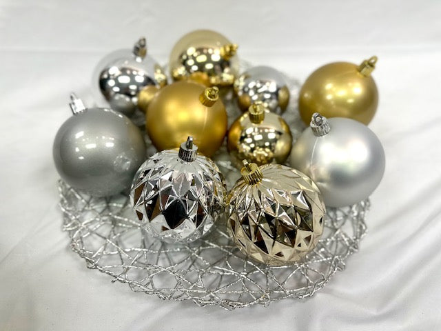 Christmas By Krebs Shatterproof 9 Ft. Garland Decorating Kits - ORNAMENTS ONLY - UV and Weather Resistant (Champagne Gold & Silver)