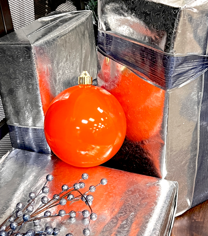 6" (150mm) Large Commercial Shatterproof Ball Ornaments, Sunset Orange, 1/Box, 12/Case, 12 Pieces